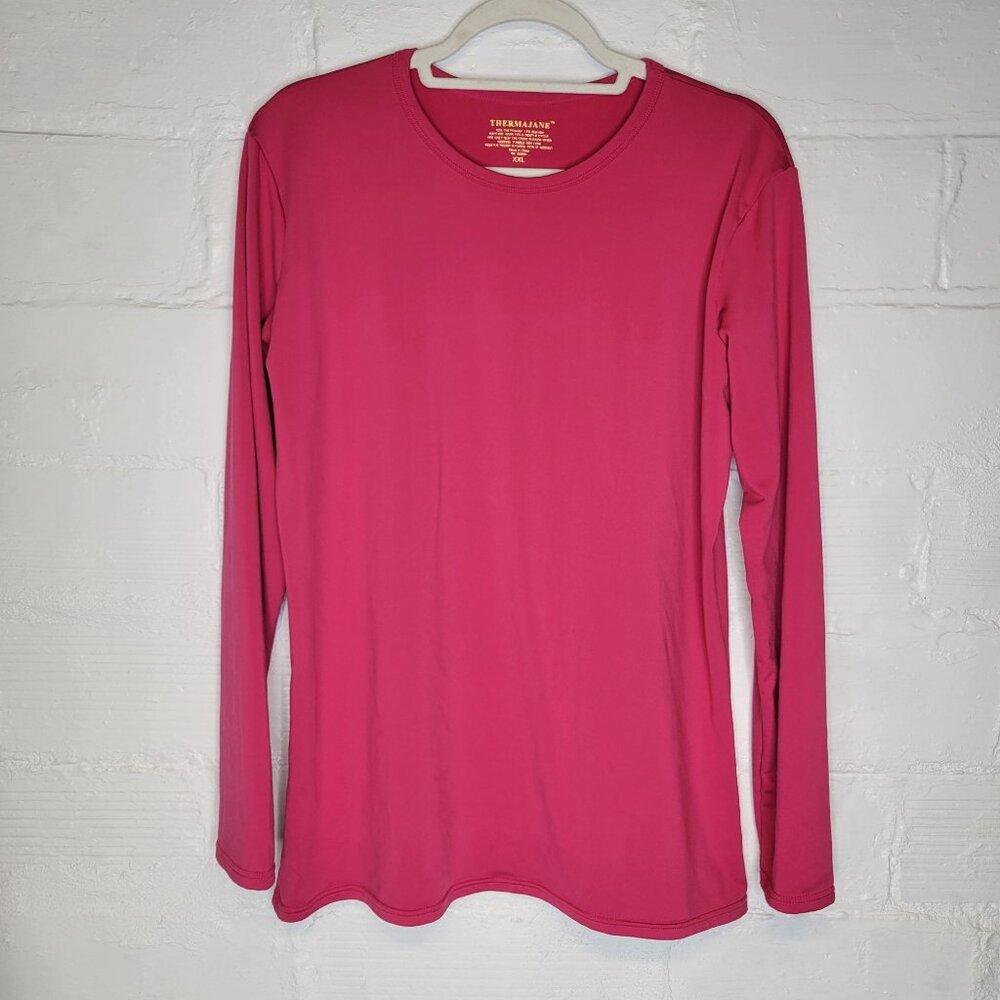 ThermaJane Women's XXL Shirt Top Fleece Lined Base Layer Pink